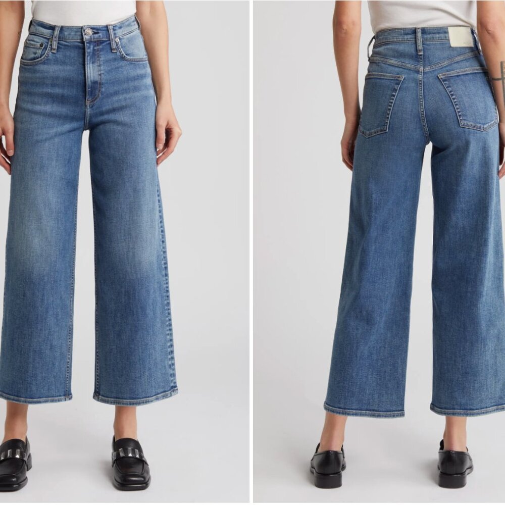 Rag & Bone Andi High Waist Ankle Wide Leg Jeans Size 26